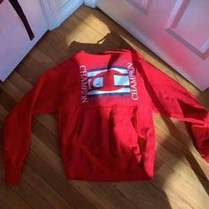 Red colorblock champion hoodie